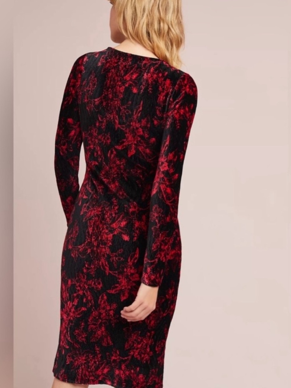 Anthropologie HD in Paris Dierdre Velvet Column Dress in Red Sz M - Picture 3 of 9